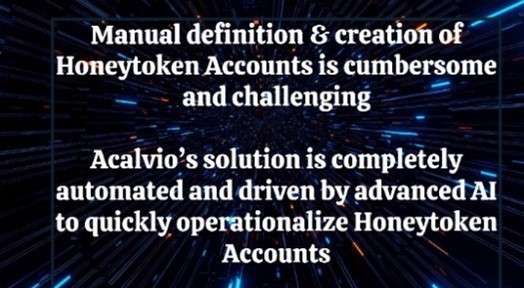 Acalvio's advanced AI solution to quickly operationalize Honeytoken accounts